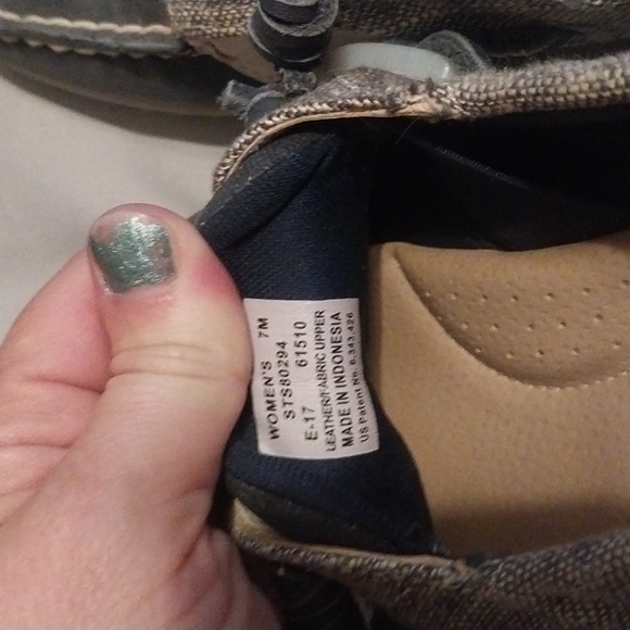 Sperry Top Slider Songfish Size 7 Linen and Navy Boat Shoes - Picture 6 of 6